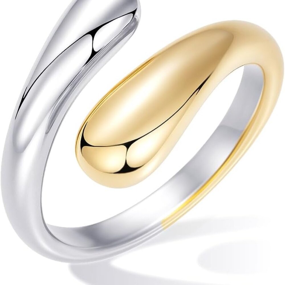 Non Tarnish Gold Chunky Rings For Women, Gold Statement Dome Rings Stacking Silv